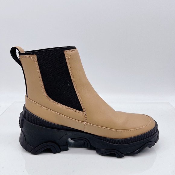 Sorel Brex Waterproof Platform Heel Chelsea Boot Bootie Tawny Buff / Black US 8 - Picture 7 of 11